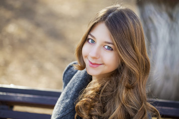 Obraz premium Portrait close up of young beautiful girl