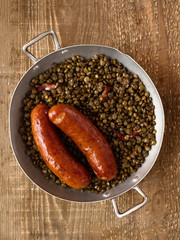 rustic sausage with lentil