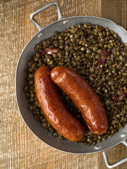 rustic sausage with lentil