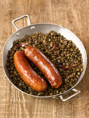 rustic sausage with lentil
