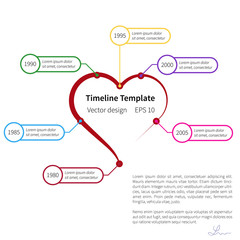 Vector timeline template with heart