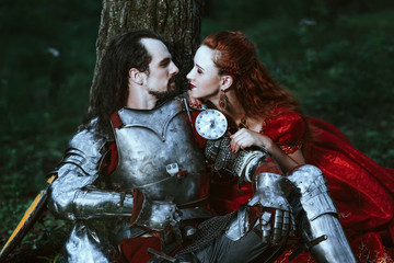 Medieval knight with lady