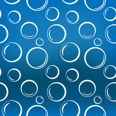 Bubbles geometric seamless pattern. White circles on blue background. Fashion graphic design. Modern stylish abstract texture. Template for prints, textiles, wrapping, wallpaper. VECTOR illustration.