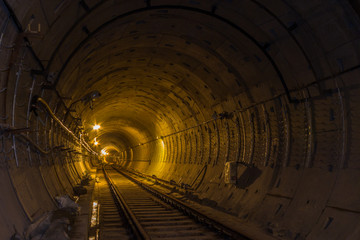 Deep metro tunnel under construction