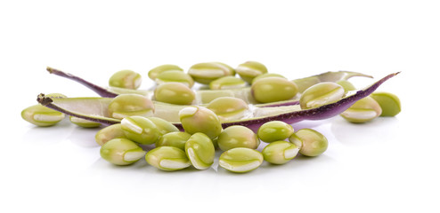 Purple Sugar Pea in the bag on white background