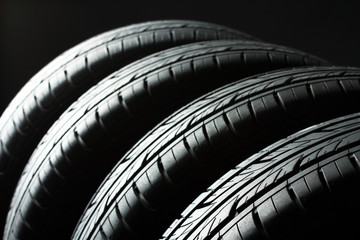 new tires,just bought,are close to each other. Photo a closeup