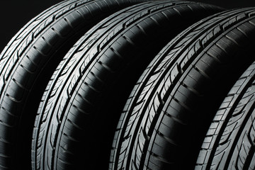 new tires,just bought,are close to each other. Photo a closeup