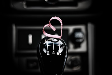 heart shape on manual gearbox in the car