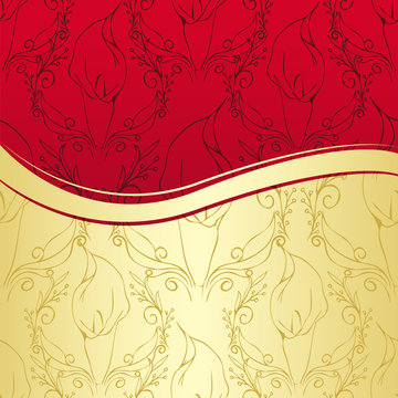 Luxury Gold And Red Floral Background