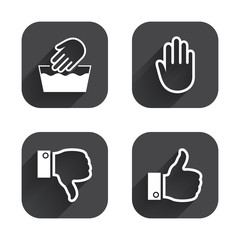 Hand icons. Like and dislike thumb up symbols.