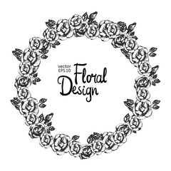 Vintage floral vector wreath