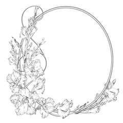 Obraz premium Gladiolus flower. Vintage elegant flowers. Black and white vector illustration. Botany. Vector