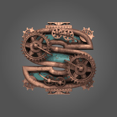 s vector rusted letter with gears