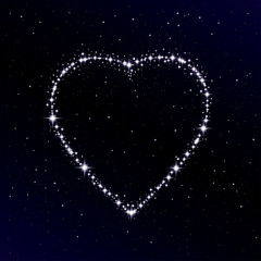 Starry heart as a constellation. Valentine's day abstract background. Vector illustration