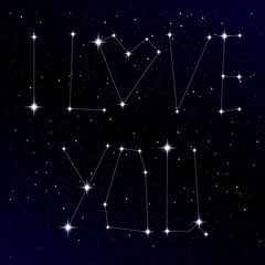 Fototapeta premium Starry love message as constellation. Vector illustration