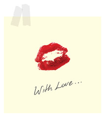 Love letter with kiss print.Vector Illustration