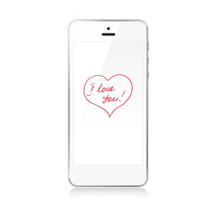 Handwritten I loveYou message on white modern smartphone
