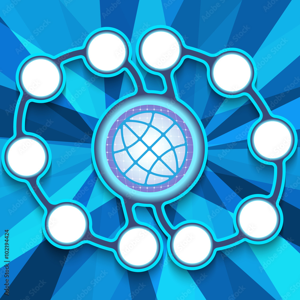 Poster eleven abstract circular boxes for your text and globe symbol