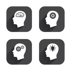 Head with brain icon. Male human symbols.