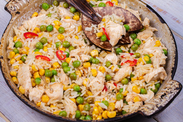 Chicken with Rice, Peas, Сorn and Chilli