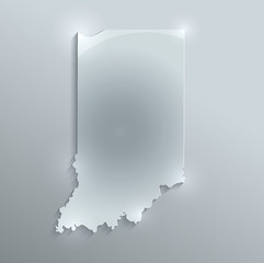 Indiana map flag glass card paper 3D vector
