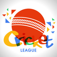 Colorful text with Ball for Cricket league concept.