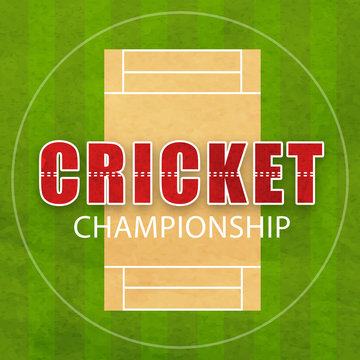 Cricket Championship concept with pitch view.