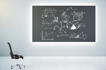 Blackboard with business scheme concept