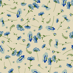 Simple and beauty varicoloured flower seamless pattern. Vector  illustration for textile, pattern fills, paper wrapping print. Can be copied without any seams. Ornate blossom background.  