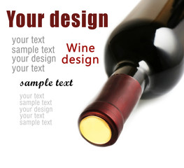 Lying red wine bottle, isolated on white