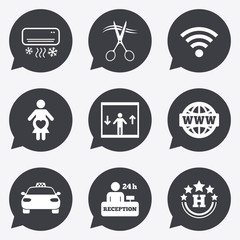 Hotel, apartment service icons. Barbershop sign.