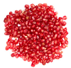 pomegranate seeds on a white background