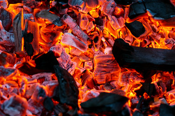 fire flames with sparks on the coals