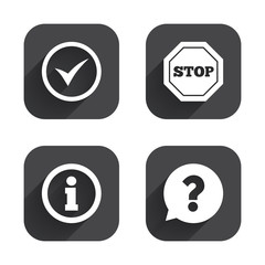 Information icons. Stop prohibition symbol.