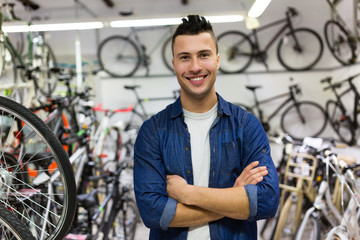 Salesman in bicycle shop 
