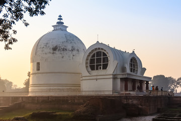 Parinirvana Stupa and temple in morning, Kushinagar, India