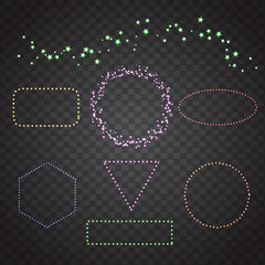 Set  star flames on transparent background. Special effects. Vec