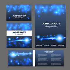 Set of corporate bokeh lights flyer. Abstract brochure design. V