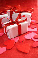 gifts with red ribbons