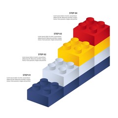 Fototapeta premium Constructor building bricks - 4 steps to success - Vector infographic template