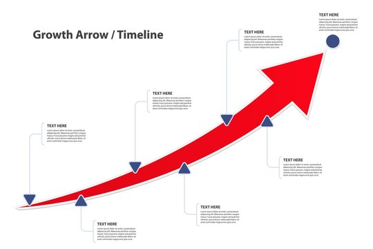 Big Growth Arrow / Timeline With Text Options / A Way To Success - Vector Infographic Template