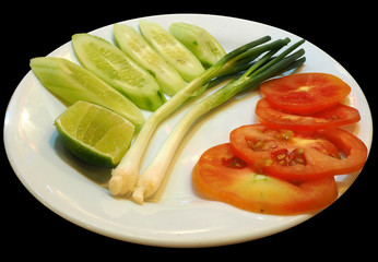 vegetables on white