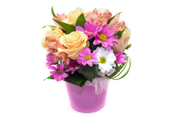 Flower arrangement with rose and tulips