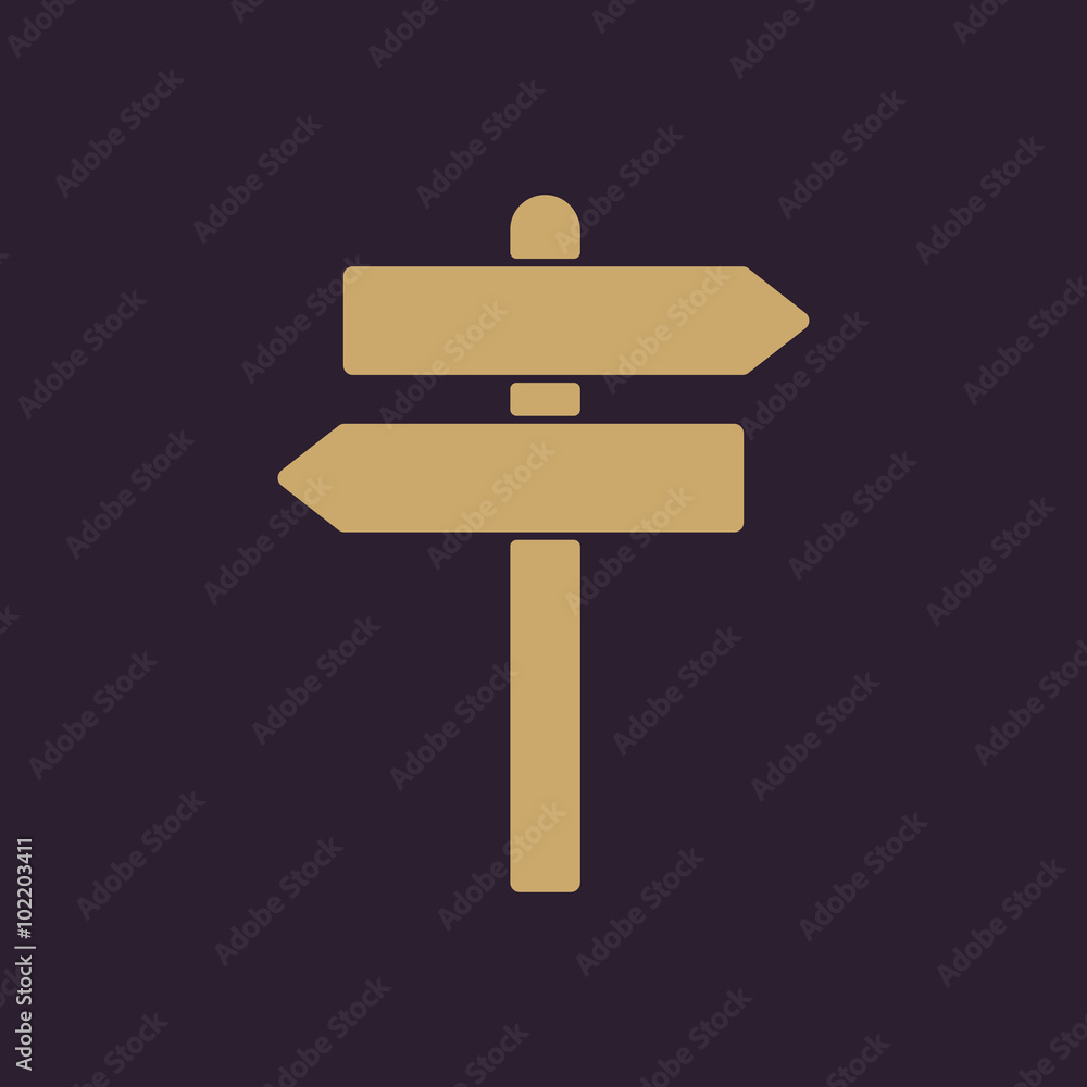 Poster the signpost icon. pointer symbol. flat