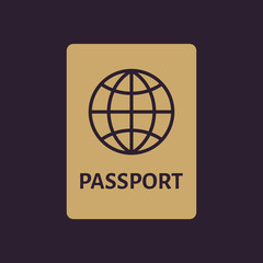 The passport icon. Travel symbol. Flat