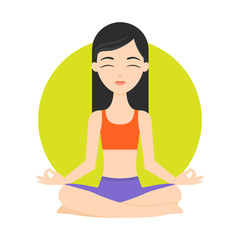 Obraz premium Illustration of girl practicing yoga exercises. Healthy lifestyl