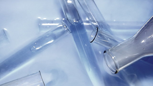 the chemical flask with a reagent