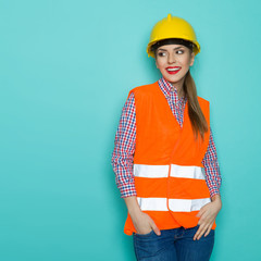 Beautiful Female Construction Worker Posing