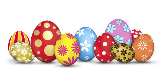 easter eggs isolated on white background