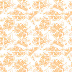 Orange. Seamless pattern with orange fruits